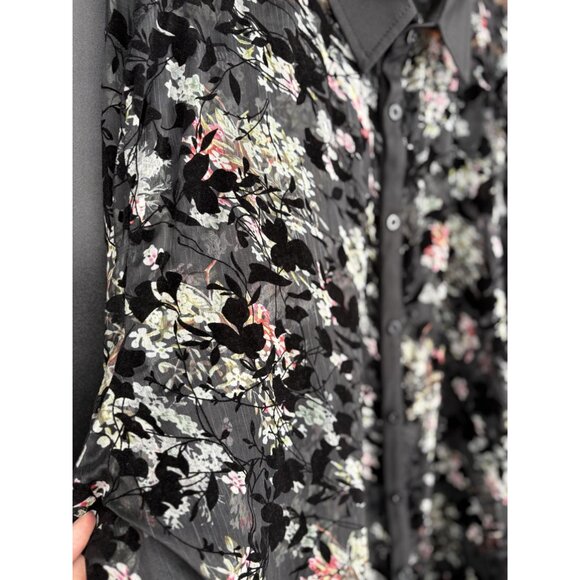 Jogal Men's Sheer Velvet Burnout Floral Shirt XXL Black Going Out Top Whimsigoth - Picture 4 of 8